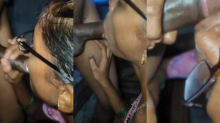 Nerdy Tamil Aunty’s MMS of sucking her lover’s big dick
