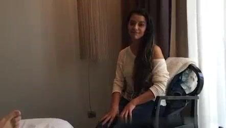 MMS sex video of a horny Latino girl sucking dick & fucking