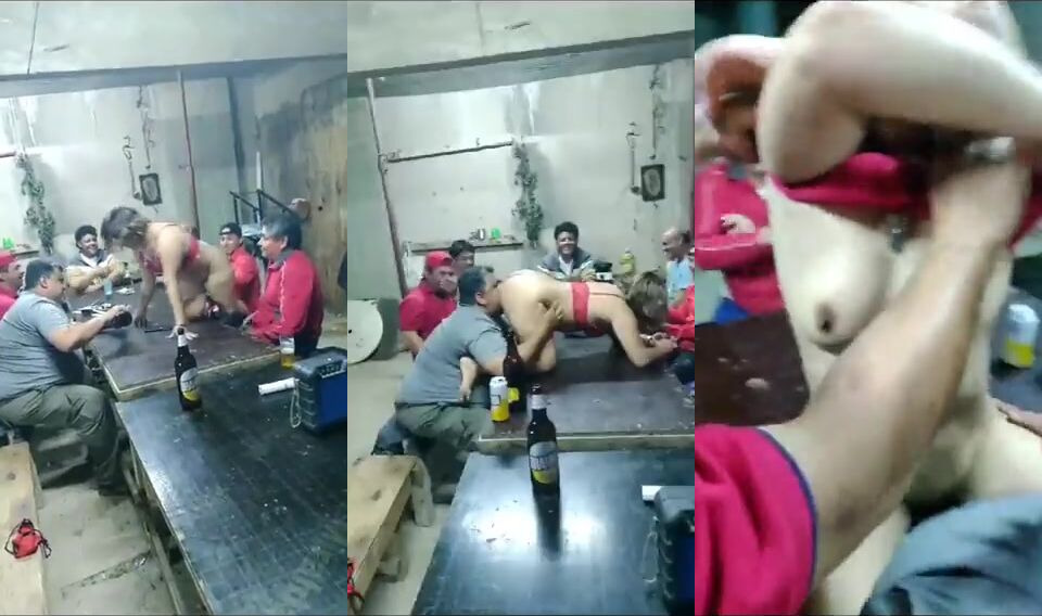 Group sex video of a cheap whore entertaining some drunk men