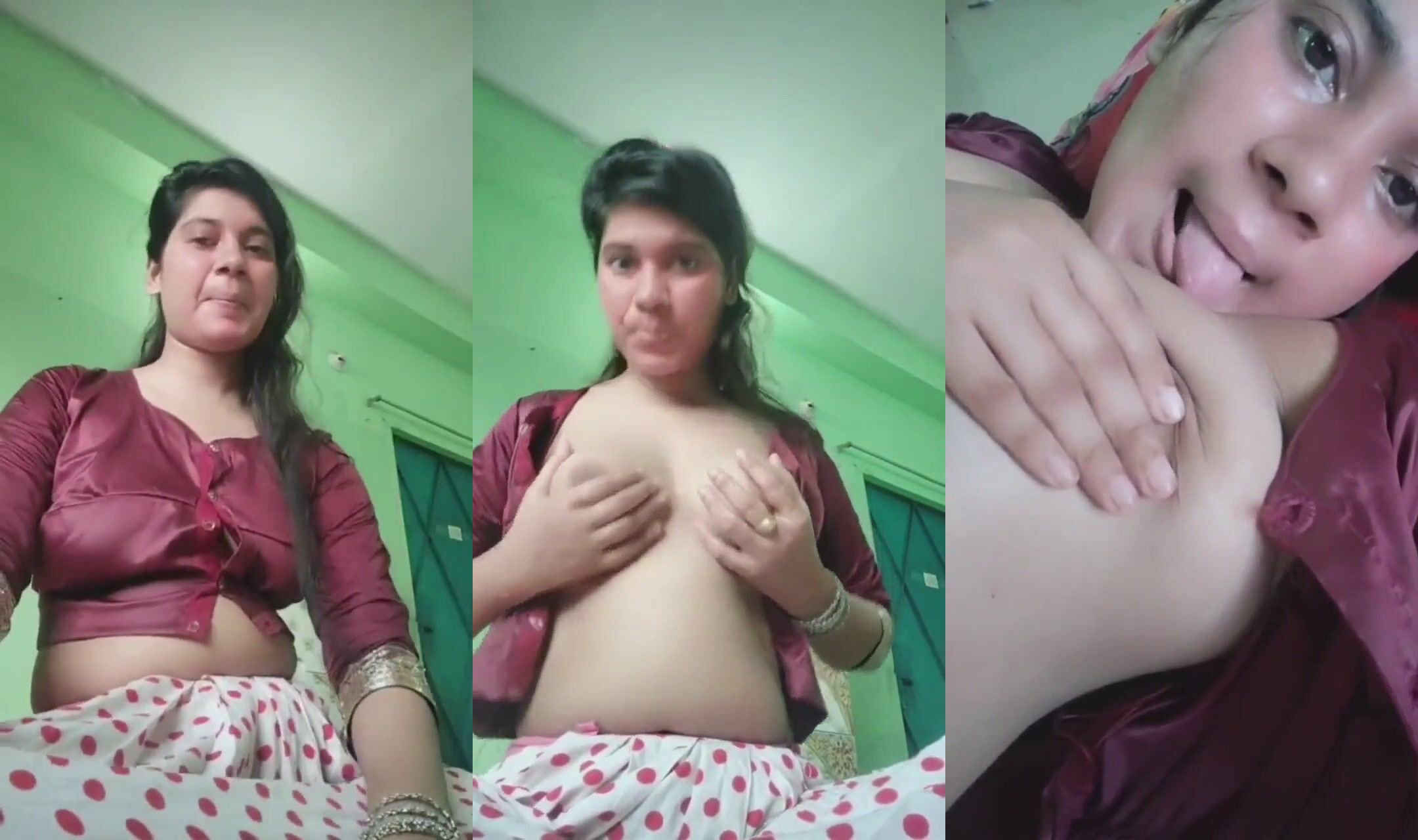 Hot Indian XXX MMS Clip of a horny girl pressing her boobs